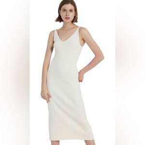 White midi knit dress